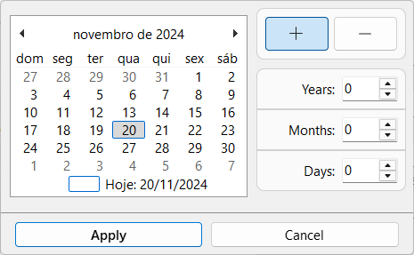 Diálogo de calendário
