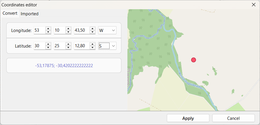Diálogo GeoAssist - converter